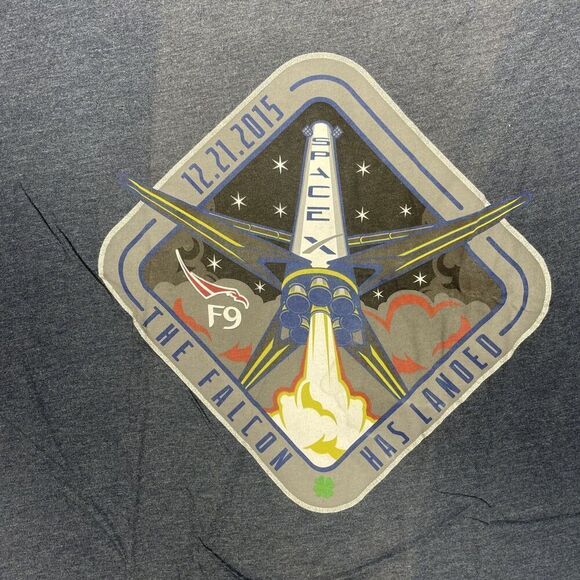 NEW SpaceX The Falcon Has Landed 2015 Shamrock Elon Musk Mens Grey Shirt XXL - Picture 6 of 10